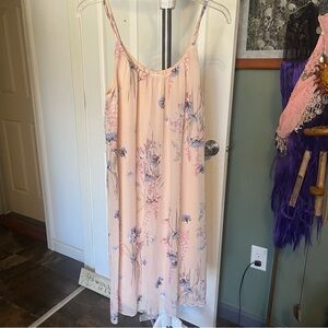 Leith Pink Floral Midi Dress Spaghetti Strap fairy, whimsy